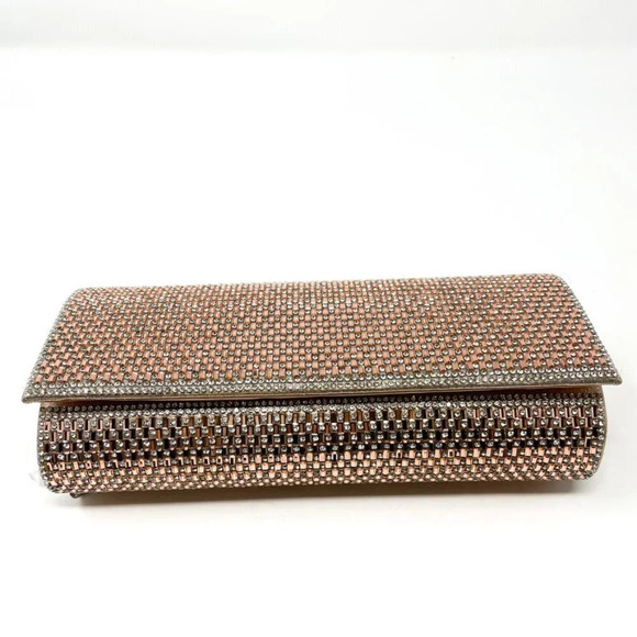 Rose Gold Rhinestone Crystal Embellished Clutch Wristlet Wallet Purse NWT - Picture 3 of 6